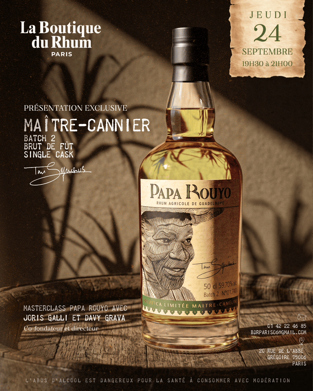 Masterclass Papa Rouyo à la Boutique du Rhum, Paris, 24 septembre